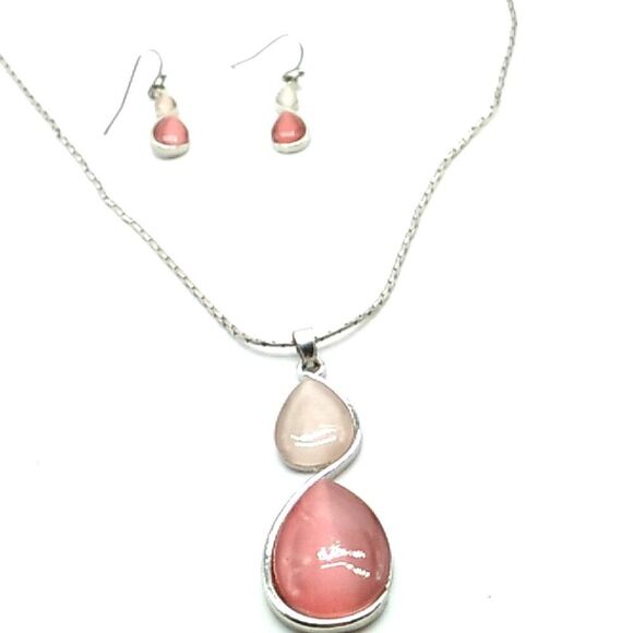 Infinity Pendant Simulated Gemstone Necklace & Earring Set Faux gemstone jewelry - Picture 2 of 15